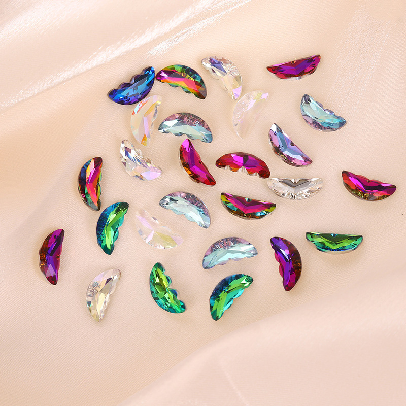 New Half Butterfly Nail Art Diamond Super Flash K9 Rhinestone Collage Aurora Cherry Blossom Pink Crystal Nail Ornament