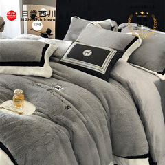 High-end, Luxurious Milk Velvet Four-Piece Set: Autumn/Winter Coral Fleece Double-Sided, Thickened, Warm, and Anti-Static Bed Linen Quilt Cover and Bedding Sets