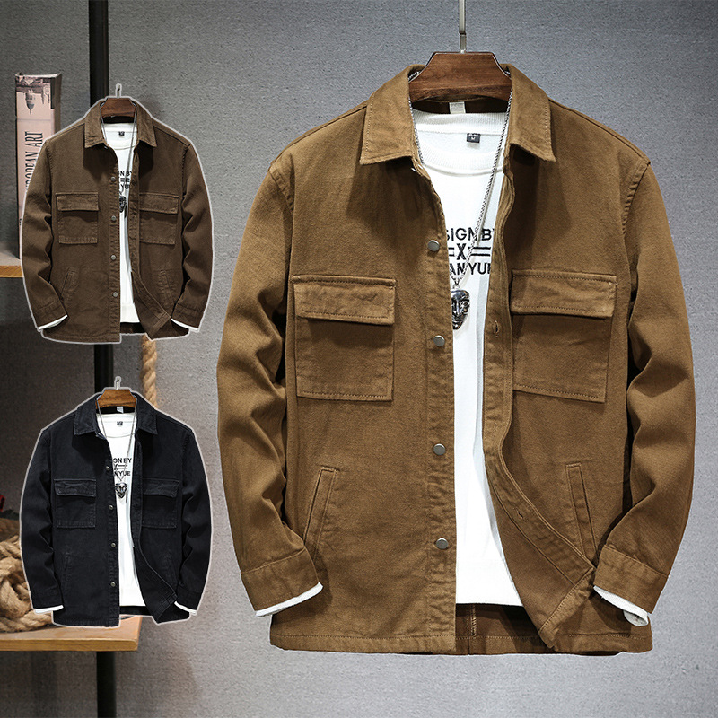 2024 New Micro Loose Men's Jacket Spring and Autumn Trendy Solid Color Simple Casual Versatile Men's Coat_voghion.com