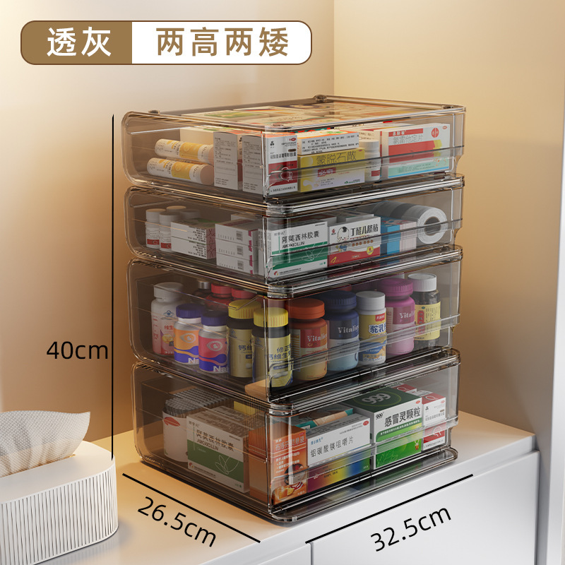 家庭用薬箱多層収納ボックス引き出し型薬透明薬オーガナイザー収納ラックデスクトップ工場直販|undefined