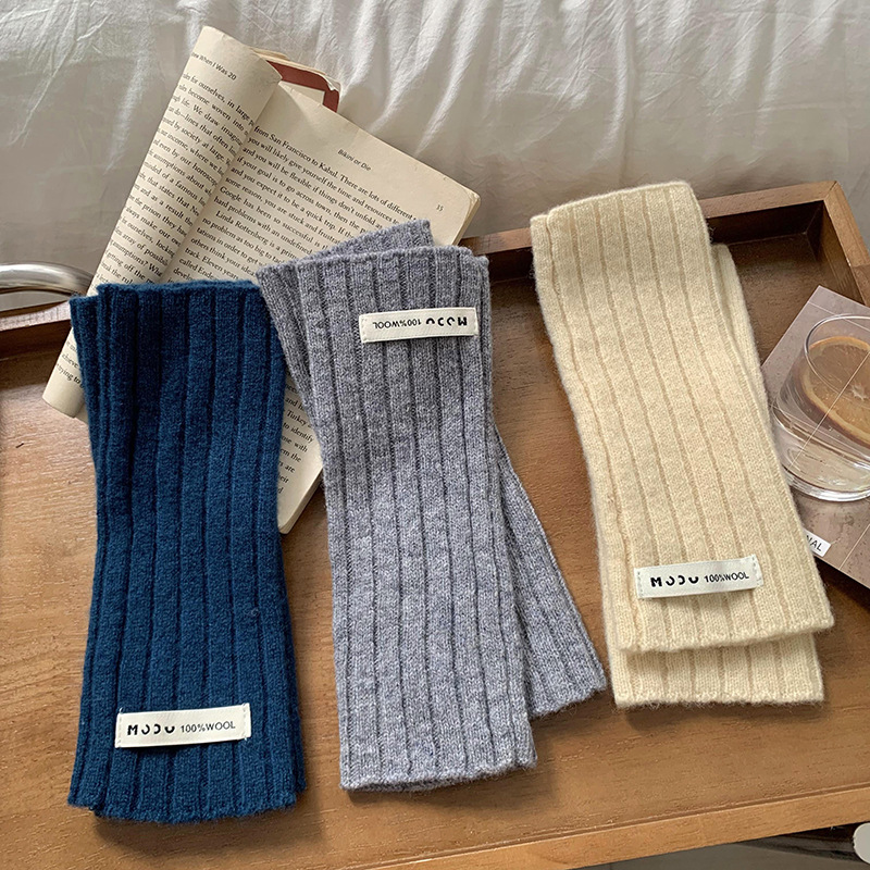 Guantes de lana de punto de invierno nuevo estilo coreano grueso caliente anticongelante manguera de color sólido guantes de medio dedo de moda universal