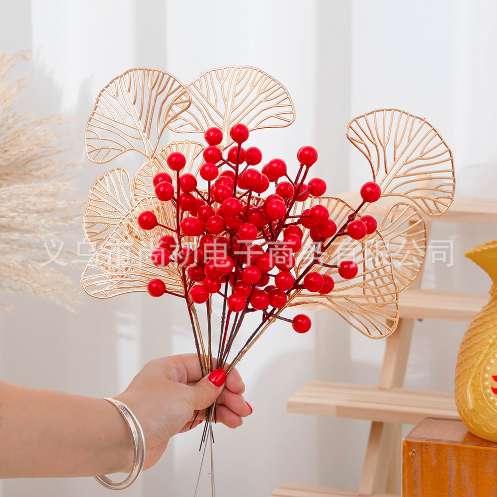 Accesorios de cubo de fortuna hojas doradas flor artificial hogar sala de estar inauguración de la casa de apertura decoración de la boda flor al por mayor