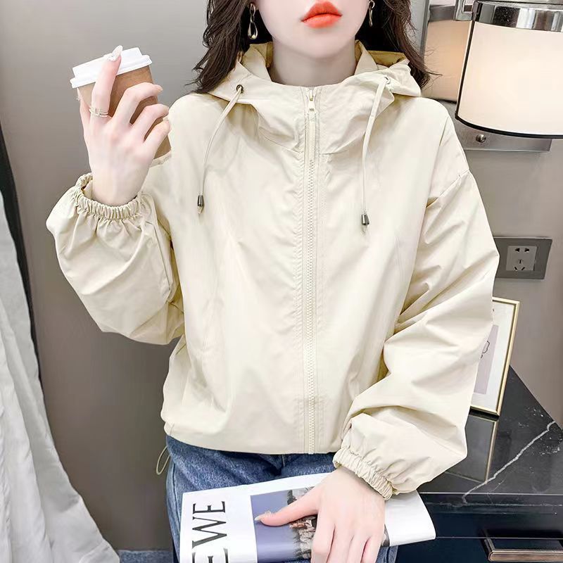 帽子の短い純色の小さい背の突撃服のコートの女性の春秋のゆったりしているカジュアルなジャケットの双ファスナーのファッション的な上着|undefined