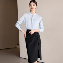 艾尚臣时尚套装女2025夏季职业衬衫正式场合接待工作服半裙两件套
