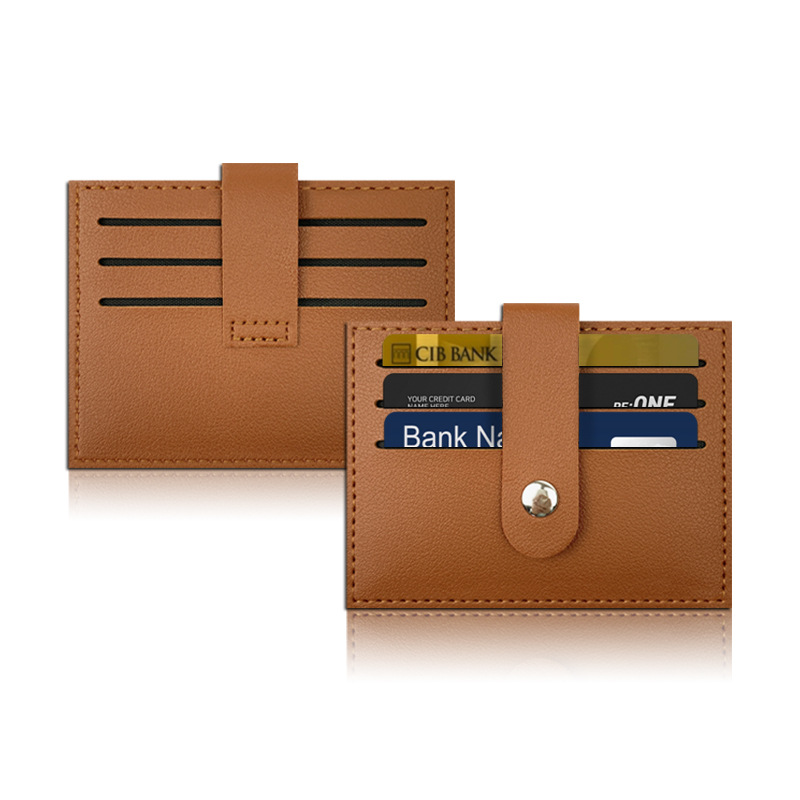 Spot cross-border hebilla gruesa siete posiciones de la tarjeta de cuero de la pu cubierta de la tarjeta costura de cuero bolsa de la tarjeta LOGO se puede fijar