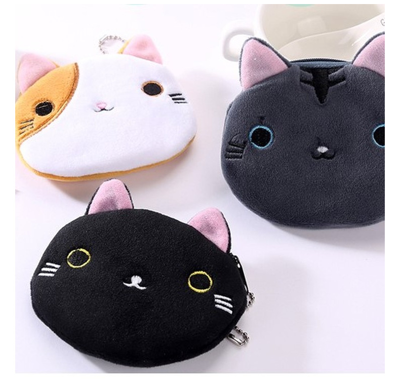 Coin Purse Bags Type Daily Occasion Women's Cat Plush Zipper Coin Purses