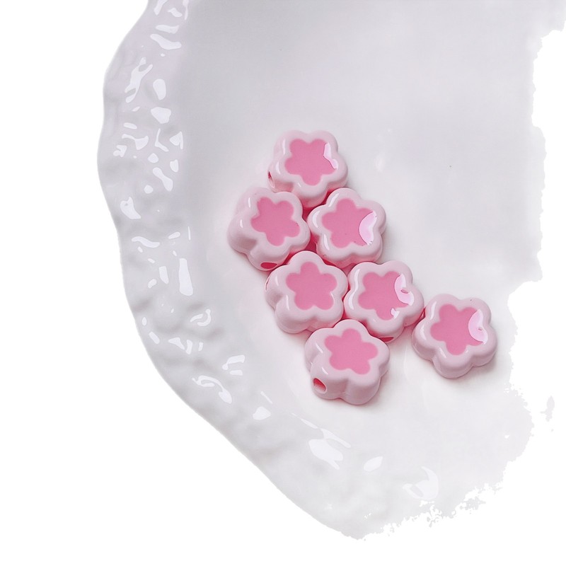 多巴胺亚克力烤漆滴油小花通孔散珠diy串珠材料手机链饰品配件|undefined