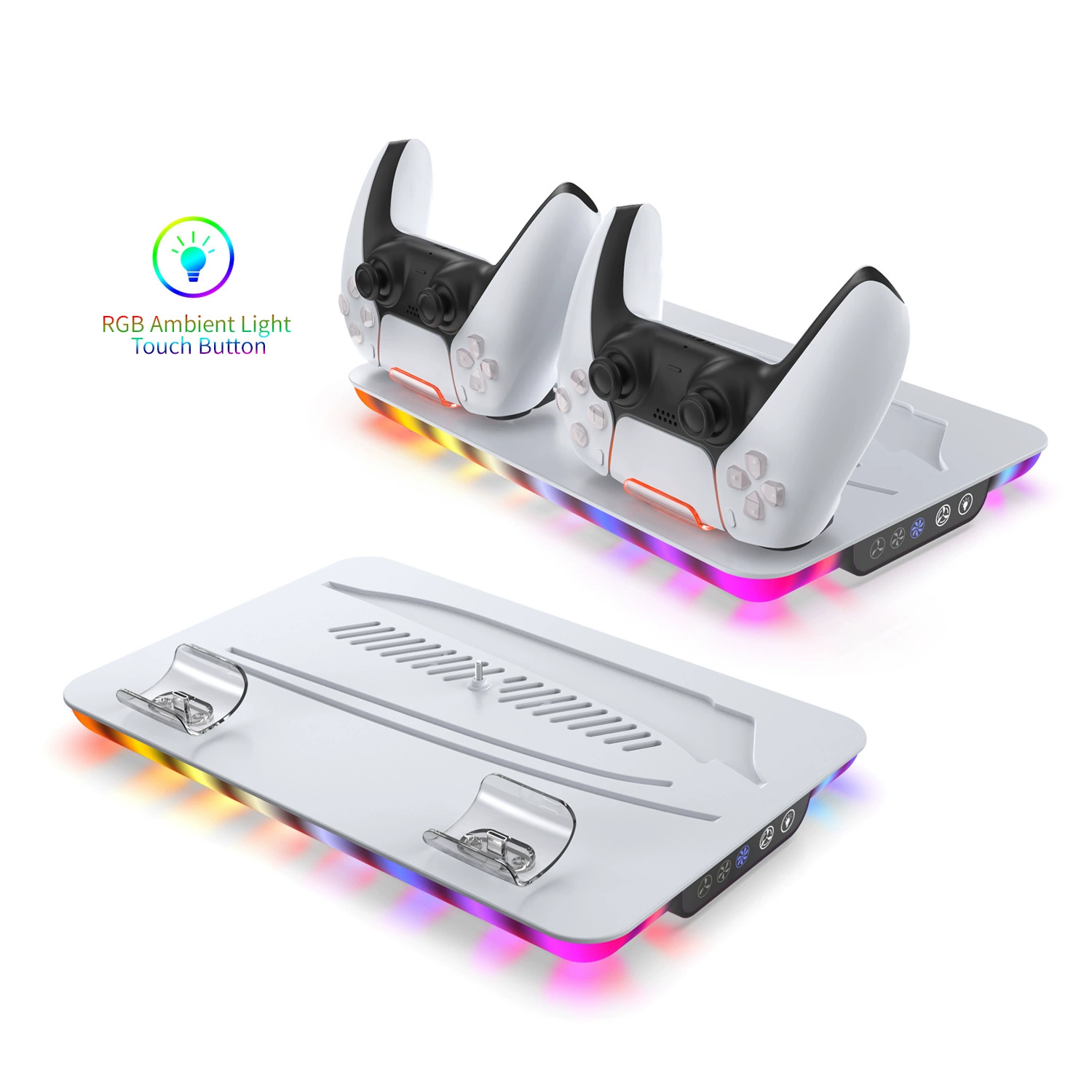 Хостинг-основание для охлаждения PS5SLIM с RGB подсветкой, универсальная подставка для PS5, место для держателя, полный комплект гарнитуры