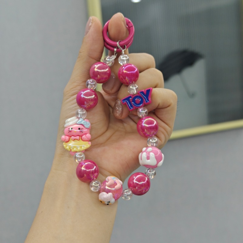 Nuevo alfabeto muñeca cuentas cadena de teléfono móvil transmisión en vivo el mismo tipo de cadena de colgante llavero de automóvil bolsos accesorios accesorios mayoristas