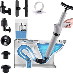 9-in-1 Air Plunger Is Suitable for Toilet Drain, High-Pressure Kitchen and Bathroom Drain Pipes, Bathtub Drain Pipes