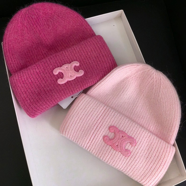 新型凱旋門兎毛ニット帽女性ネット紅同型小紅本百合毛糸帽冬保温冷帽子