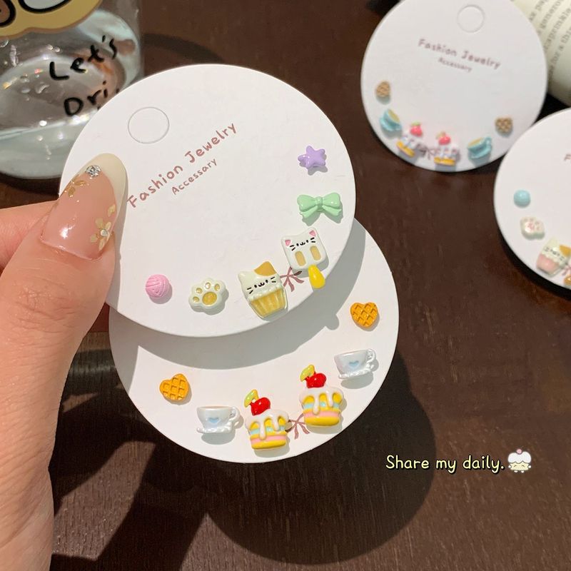 小耳钉女小巧精致可爱耳钉套装批发小众不对称多巴胺银针耳饰秋冬|undefined