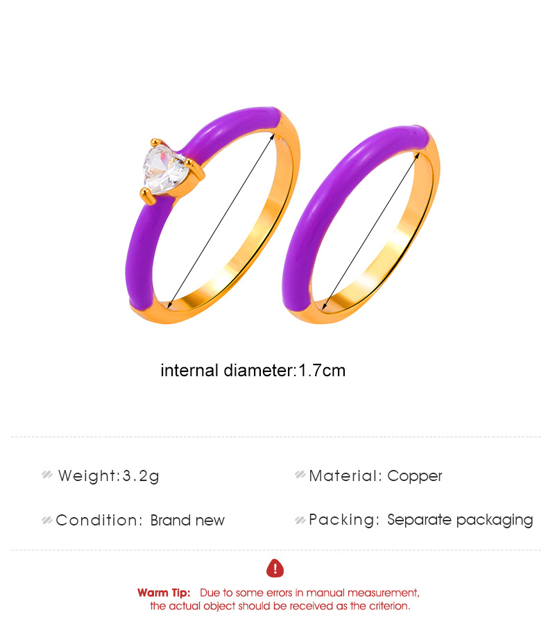 Fashion Simple Color Oil Dripping Geometric Copper Inlaid Zircon Ring 2-piece Set display picture 1