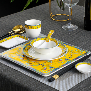 Hotel supplies ceramic table tableware suit club restaurant Chinese hotel bowl custom LOGO printing