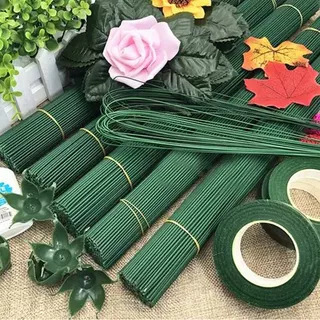no. 2 flower stem stocking flower material diy green wire flower branch plastic bag handmade rose crochet floral flower diameter wholesale