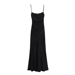 24 European and American style women's new spring strap off-neck solid color all-match backless dress dress