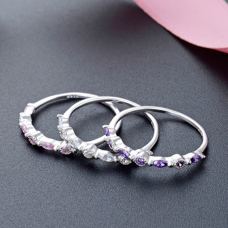 Anillo de diamantes de plata de ley 925 para mujer, lujo ligero, personalidad simple de nicho, anillo de circón, anillo de cola de dedo índice, sentido avanzado