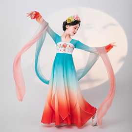 儿童古典舞蹈服练功服飘逸锦鲤连年中国风新款大裙摆扇子舞演出服