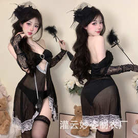 三生吟情趣内衣性感透纱睡裙战袍制服纯欲风睡衣诱惑火辣激情2819