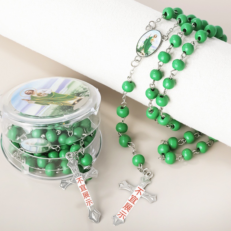 Fragrant wooden bead cross necklace, additional image 6