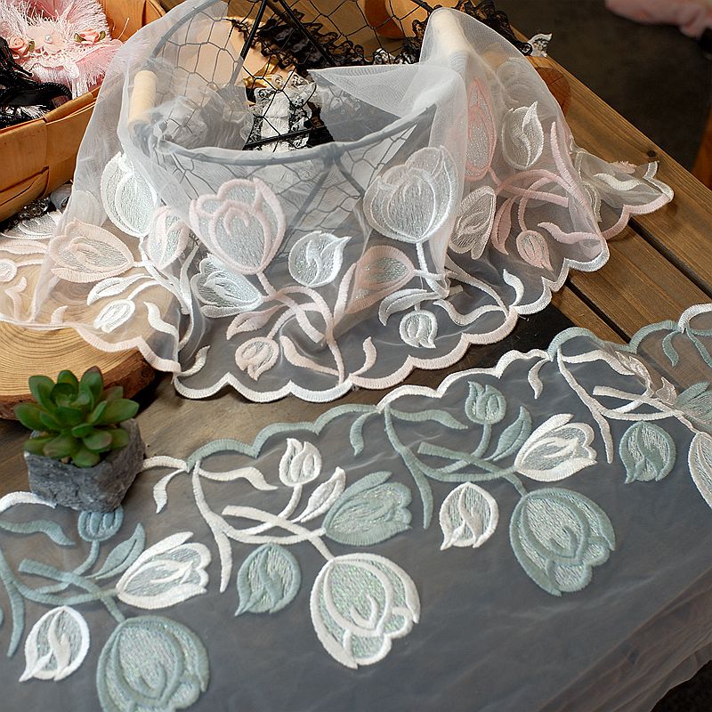 高密金闪网纱绣花刺绣花边布料DIY裙摆服装辅料家纺装饰花边布艺