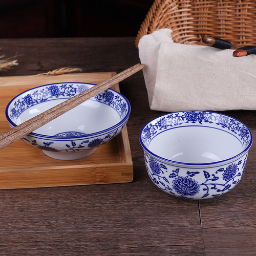 Chinese blue and white porcelain rice bowl hotel specialty bowl home creative bowl small soup bowl 4 inches 4.5 inches 5 inches restaurant use bowl