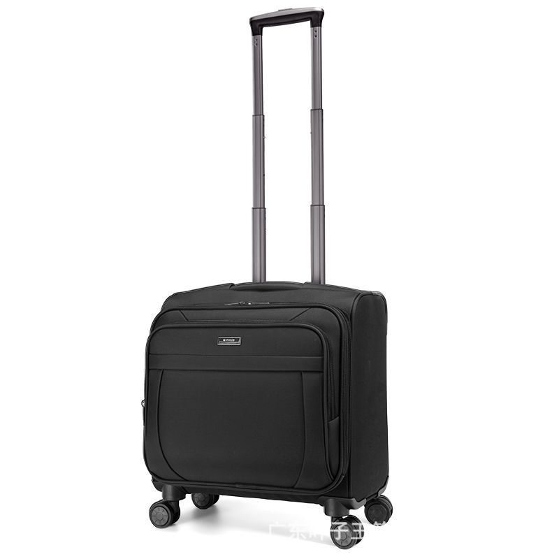 Vali kéo vải Oxford chống thấm Weihao 17 inch nhẹ, bánh xe xoay 360 độ, có khóa mật khẩu — Màu đen