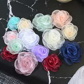 韩版纱花雪纱布艺花烧边花 手工diy服装辅料发夹饰品配件