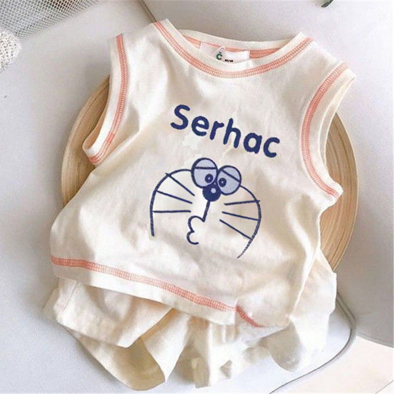 Girls' 95 Cotton Suit Summer Clothing Children's Clothing 2023 New Arrival Stylish Handsome Children's Short-Sleeved T-Shirt Two-Piece Set for Baby Boys