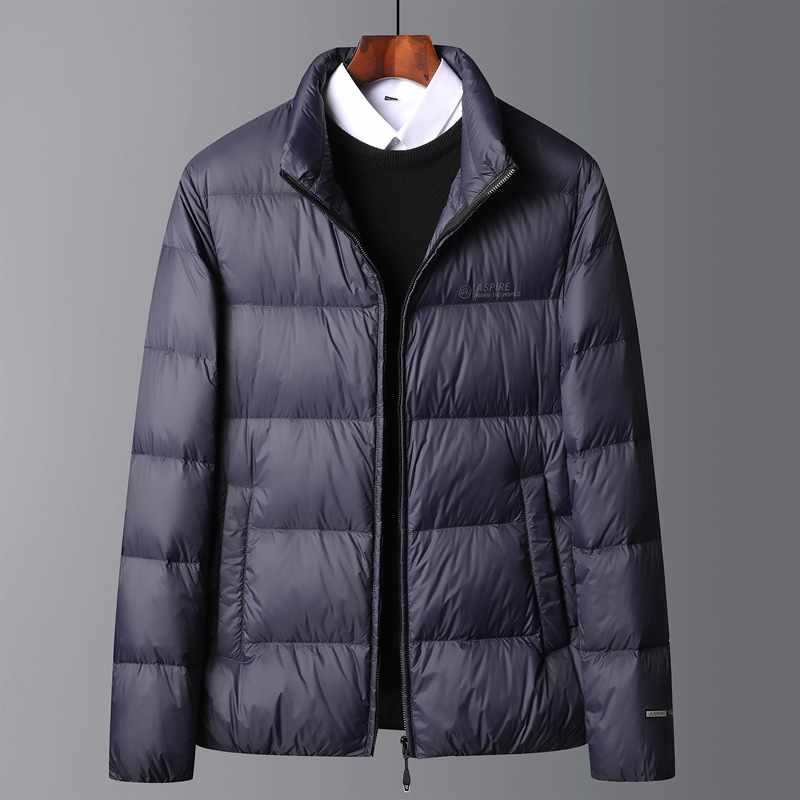 Men's Stand-Collar Down Jacket for Autumn and Winter, Lightweight, Windproof, Warm, Simple and Versatile for Young and Middle-Aged Men, Suitable for Commuting and Cold Weather Protection