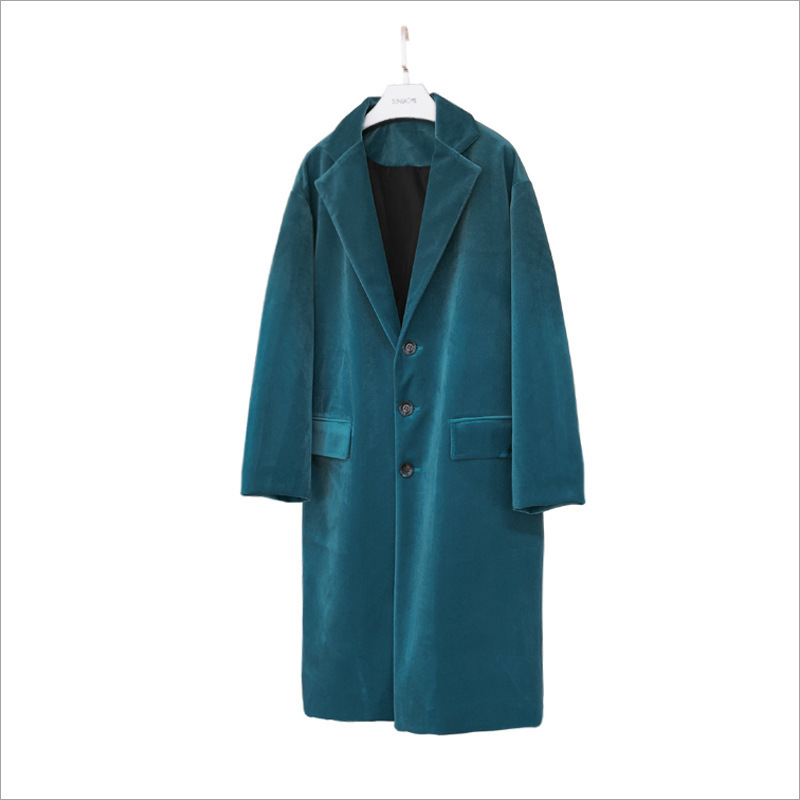 Same Style Coat for Women Spring Green Loose Mid-Length Velvet Suit Collar Jacket Same Style Coat for Women Spring Green Loose Mid-Length Velvet Suit Collar Jacket
