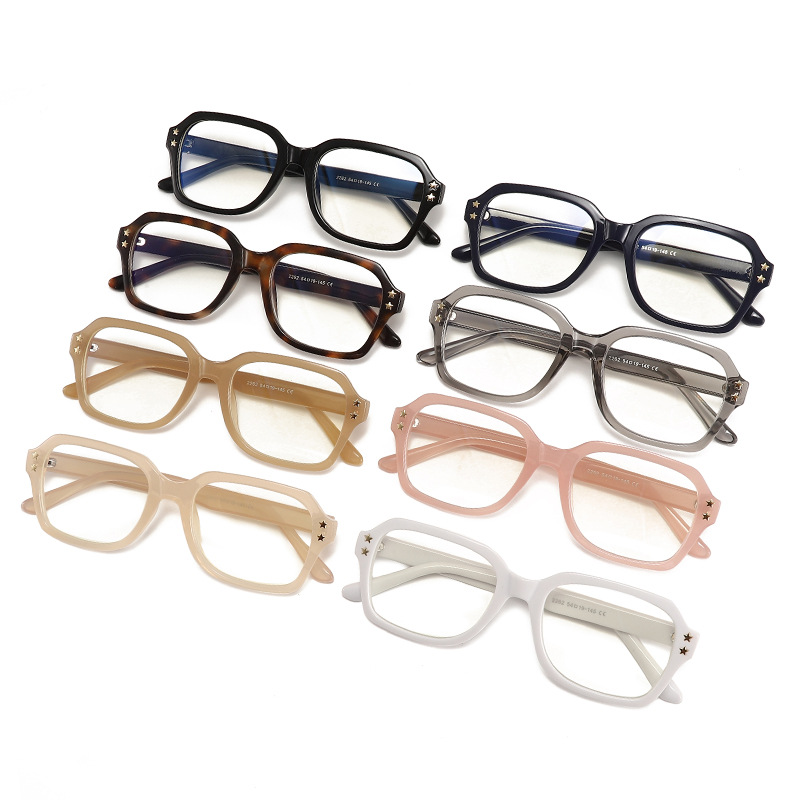 Nueva celebridad de Internet sin maquillaje anti-luz azul que cambia de color montura de gafas estilo universitario marco negro carey simple moda casual espejo plano