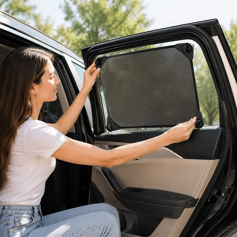Cross-Border New Suction Cup Car Sunshade Baby Side Window Sun Protection Curtain Car-Mounted Children's Heat Insulation Sunshade in Stock