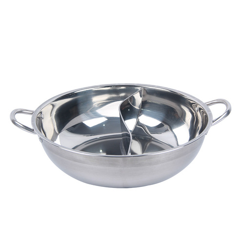 Wholesale Manufacturer Thick Stainless Steel Mandarin Duck Pot Commercial Two-Flavor Mandarin Duck Basin Electromagnetic Stove Hot Pot Basin Clear Soup Pot