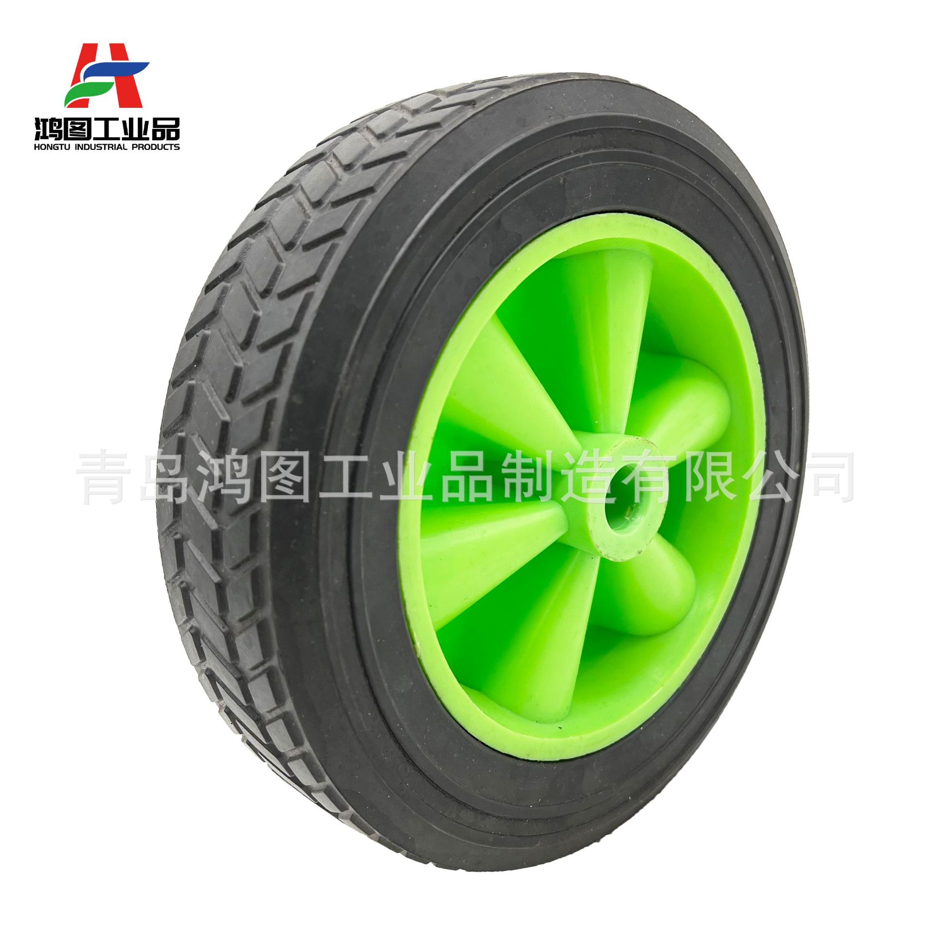 8寸胶粉轮8*2.2实心橡胶轮胎清洗机空压机工具车高载重轮子批发