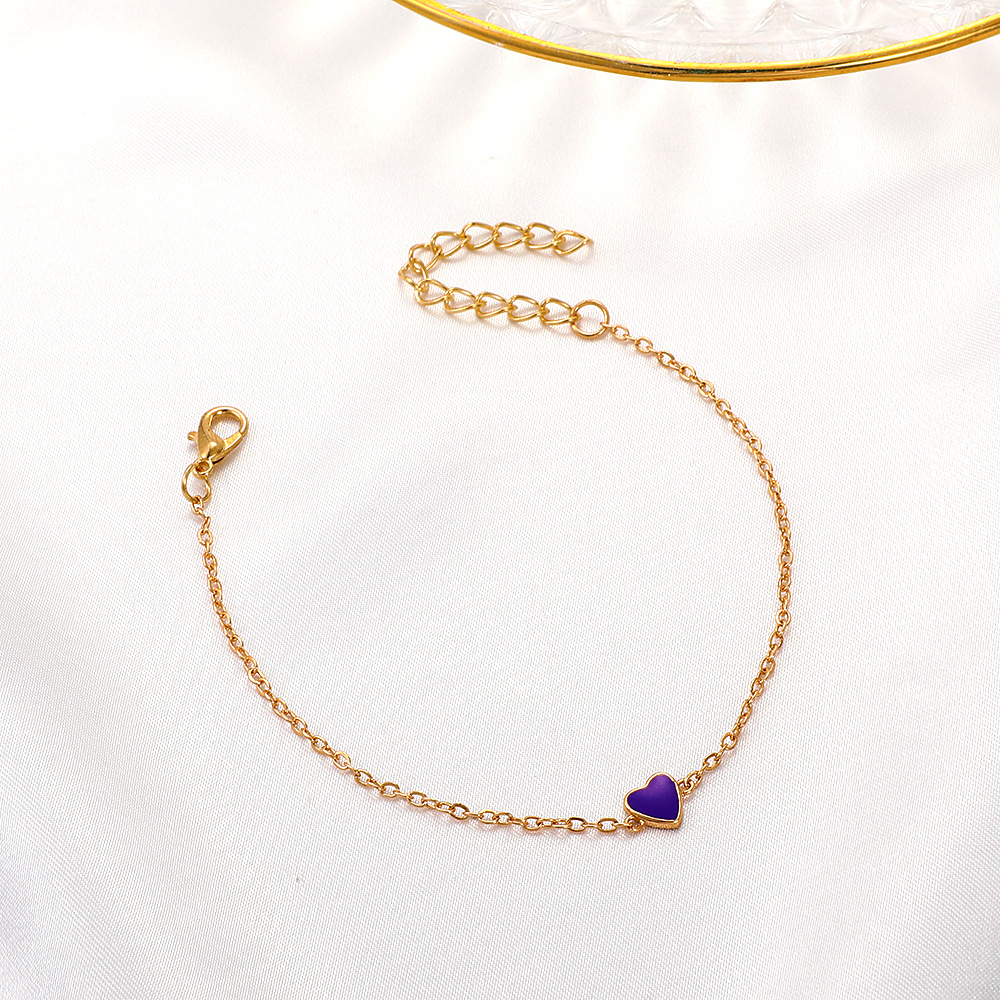 Korean Style Normcore Dripping Oil Heart Bracelet Internet Celebrity Minimalist Special-Interest Des