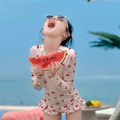 儿童泳衣女童连体长袖防晒训练宝宝女宝泳装可爱婴儿中小童泡温泉