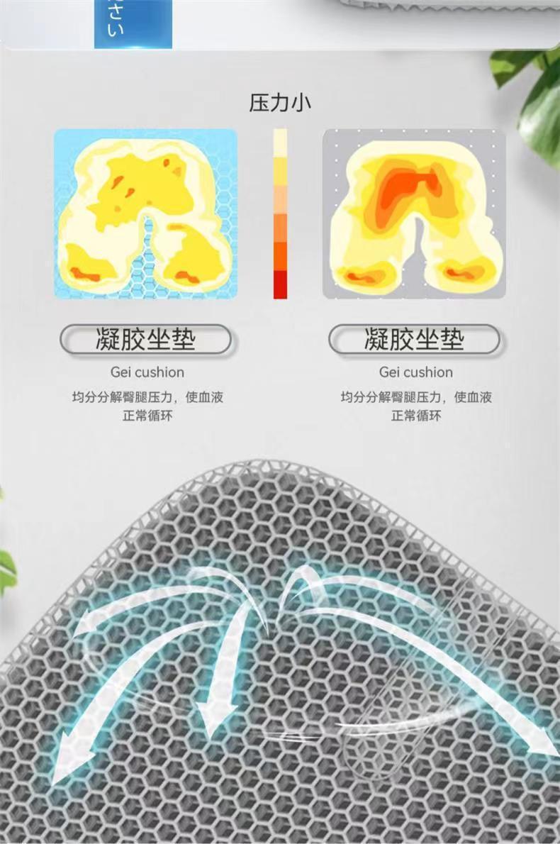 Latex Cushion Summer Ice Cushion Honeycomb Gel Seat Cushion Office Sedentary Silicone Butt Cushion Car Cooling Seat Cushion
