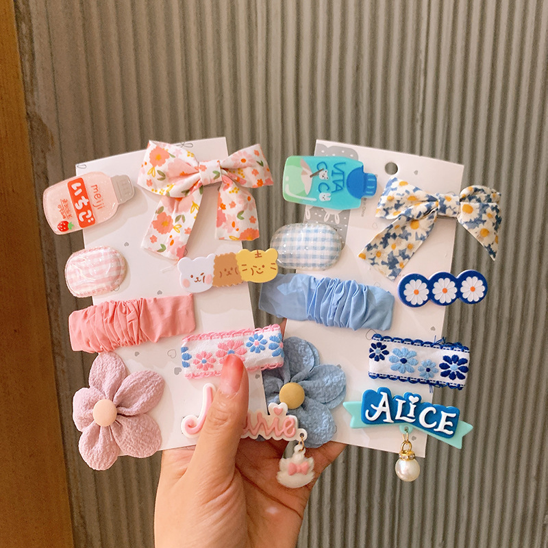 Children's Hair Accessories Floral Bow Hairpin Cartoon Flower Drink Bottle Hairpin Set display picture 6