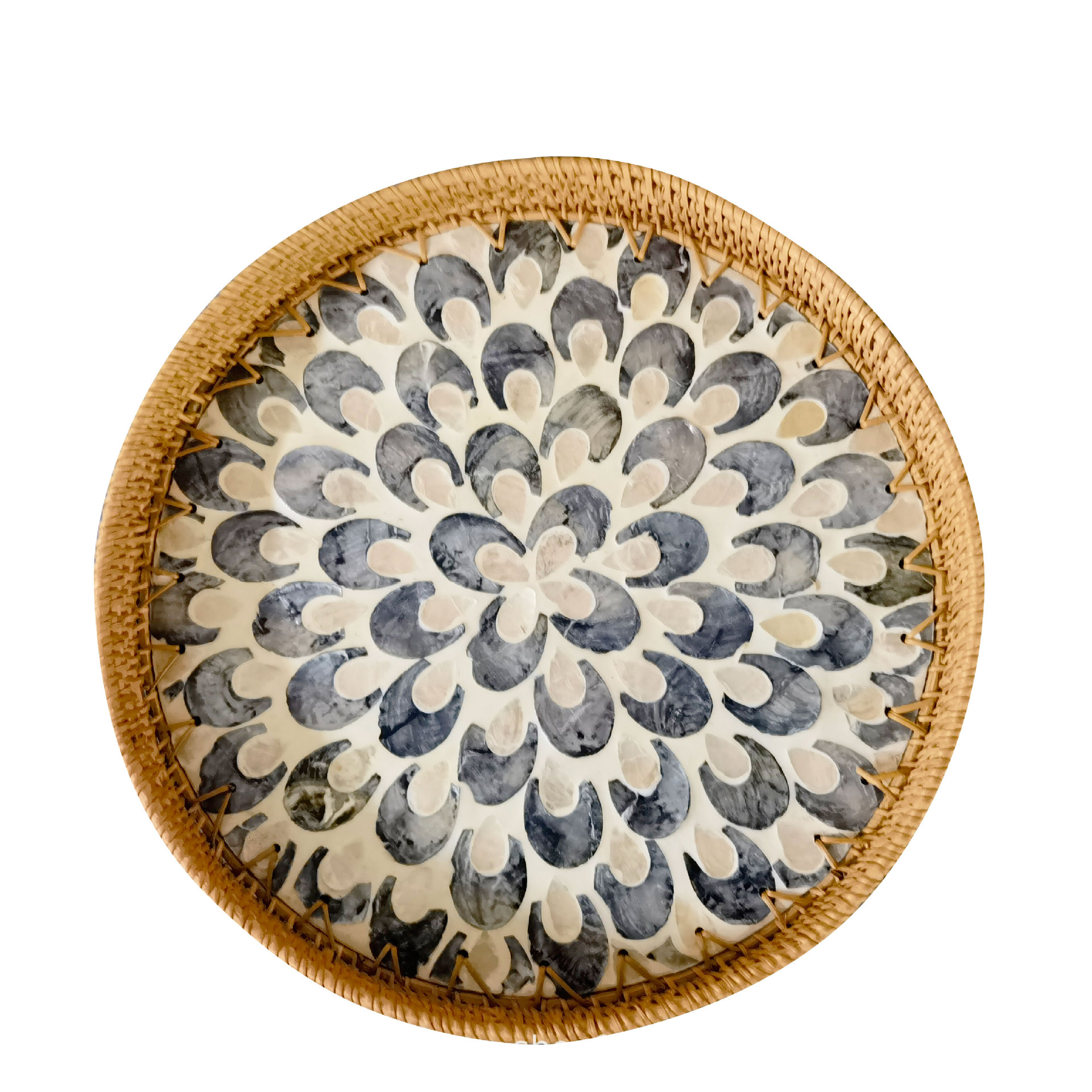 Estilo nórdico hecho a mano mimbre tejida Shell pequeña mesa de café cuadrado sofá pequeño lado pequeño Mesa Redonda mesa de picnic almacenamiento