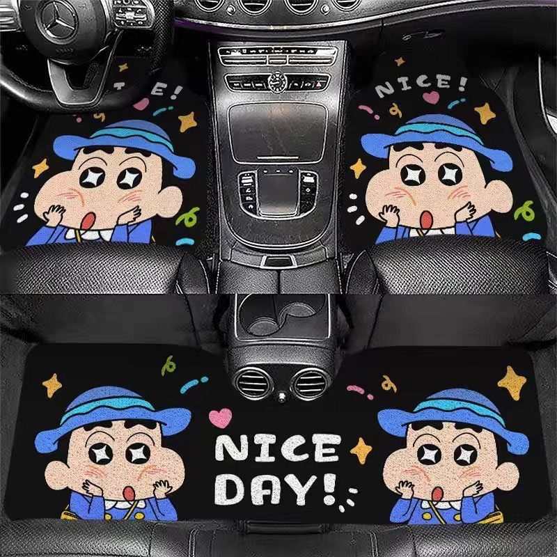 Cross-border TEMU delivery of Crayon Shin-chan car floor mats, thickened silk loop mats, non-slip, dirt-resistant, cuttable, wear-resistant floor mats