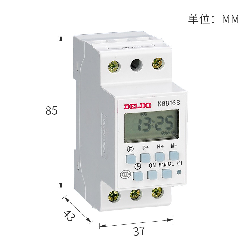 Delex KG816B Time Control Switch, 220V Microcomputer Timer Controller for Street Lights, Track-mounted