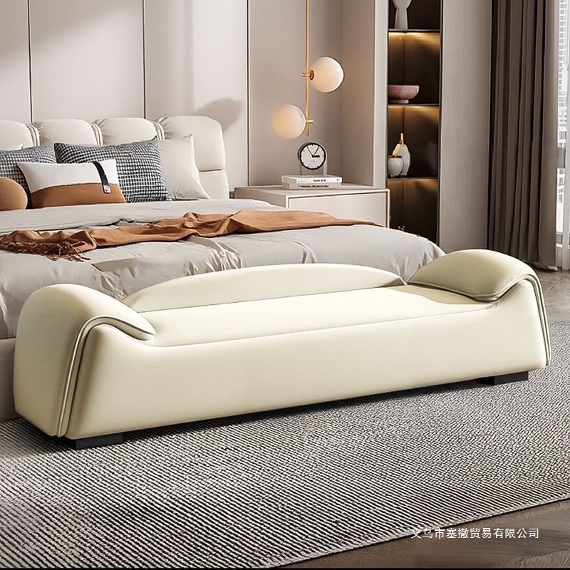 Italiano simple guarnición de cuero de gato taburete de cola de cama pareja cama moderna cabecera casera zapatos de cambio de dormitorio armario sofá taburete