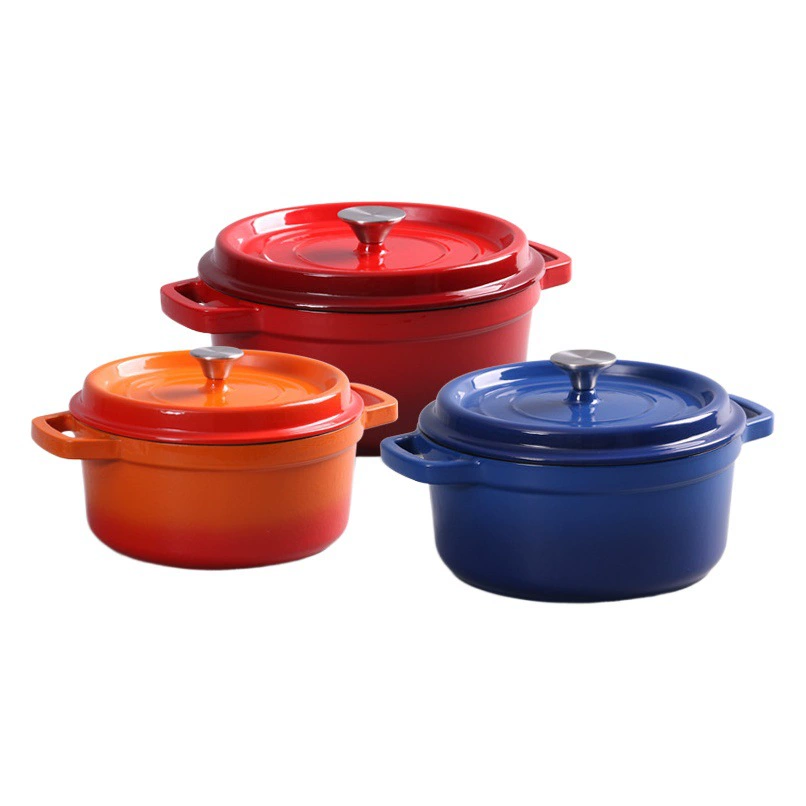 Эмалированный горшок Чугунный горшок для тушения без покрытия старомодный сырой железный горшок Бытовой бинауральный эмалированный горшок Универсальный антипригарный горшок для индукционной плиты