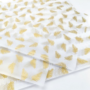 50 Sheets of 17g Gold-Colored Leaf Wrapping Paper Gift Packaging Pearlescent Paper Tracing Paper Thin Paper with Gold Printing
