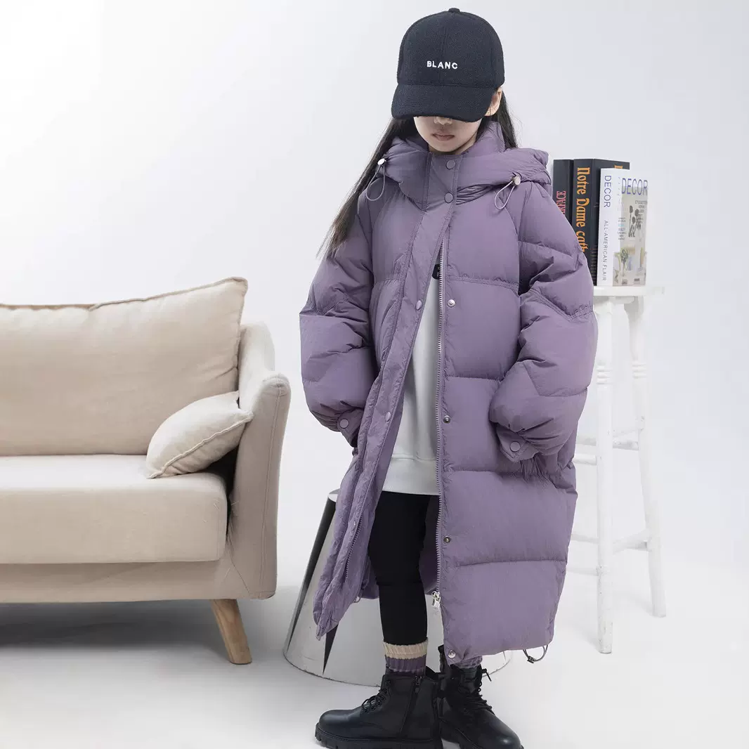 2026反季特价女童羽绒服过膝长款冬季中大童加厚保暖白鸭绒外套潮
