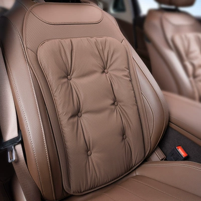 Car Seat Cushion Set, Three-Piece Set: Seat cushion, seat cover - anti-fouling-leather-chestnut-brown-backrest-anti-fouling-leather-seat-cushion