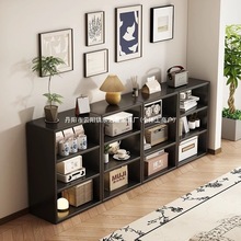 黑色书柜置物柜靠墙书架落地客厅自由组合八格柜家用收纳柜子美式
