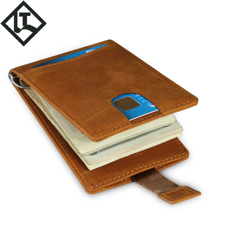 亞馬遜新款禮品rfid錢夾男士真皮錢包 創(chuàng)意瘋馬皮短款美金夾