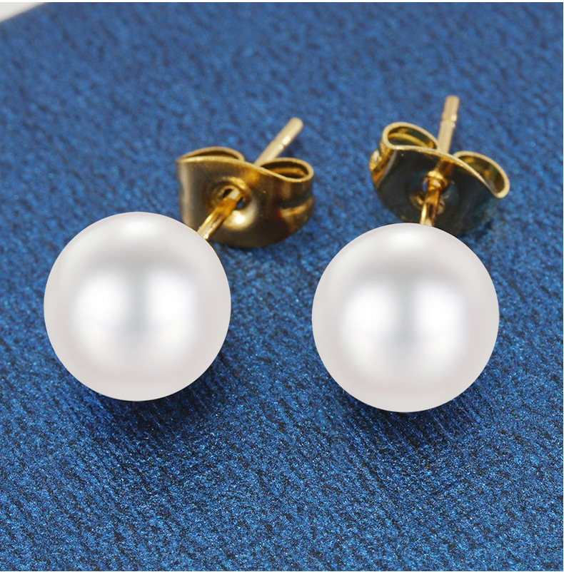 Ear Studs Classification 1 Pair Quantity 1 Pair Elegant Geometric Inlay 304 Stainless Steel Artificial Pearls Zircon 18K Gold Plated Stainless Steel Earrings